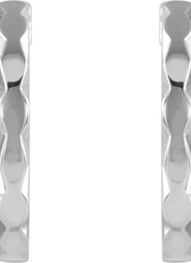 14K White Gold Geometric 17.3 mm Hoop Earrings