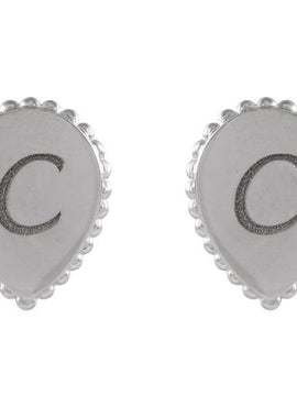 14K White Gold Engravable Beaded Earrings