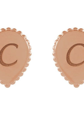 14K White Gold Engravable Beaded Earrings