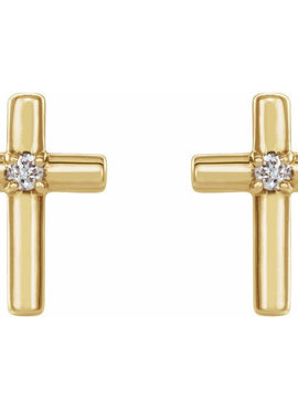 14K White Gold .01 CTW Natural Diamond Cross Earrings