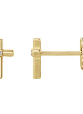14K White Gold .01 CTW Natural Diamond Cross Earrings