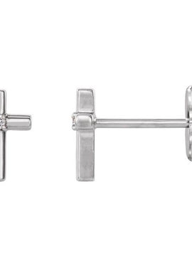 14K White Gold .01 CTW Natural Diamond Cross Earrings
