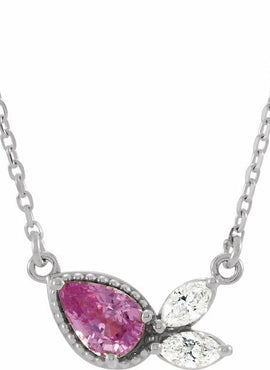 14K Yellow Gold Natural Pink Sapphire & 1/6 CTW Natural Diamond 16