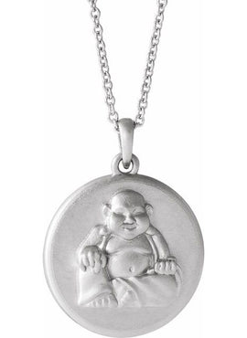 14K White Gold Buddha Pendant
