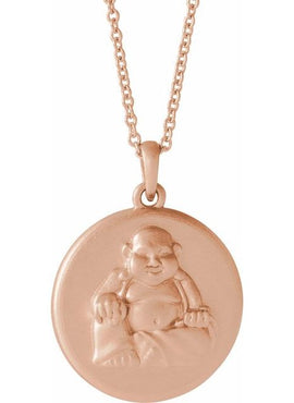 14K White Gold Buddha Pendant