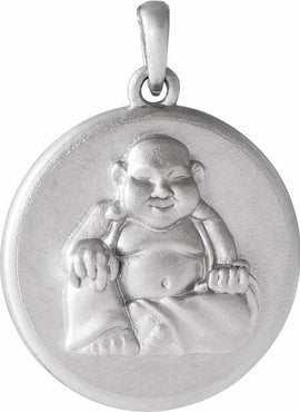 14K White Gold Buddha Pendant