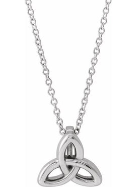 14K White Gold Celtic-Inspired Trinity Pendant