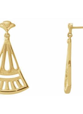14K White Gold Vintage-Inspired Dangle Earrings