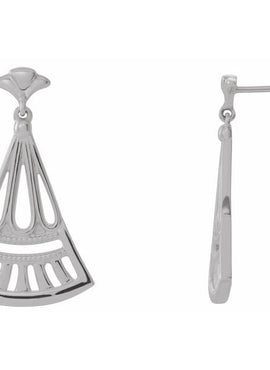 14K White Gold Vintage-Inspired Dangle Earrings