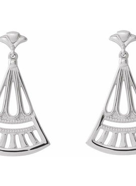 14K White Gold Vintage-Inspired Dangle Earrings