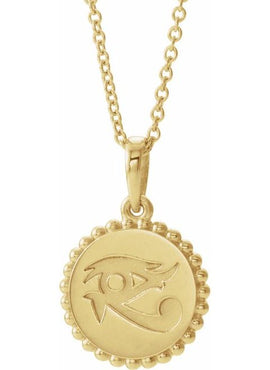 14K White Gold Eye of Horus Pendant