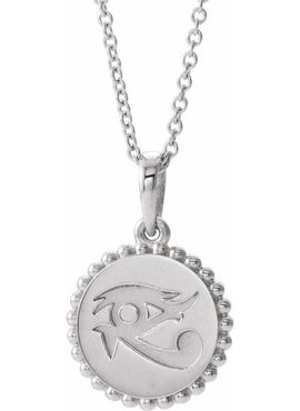 14K White Gold Eye of Horus Pendant