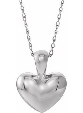 14K White Gold Youth Heart Pendant