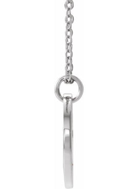 14K White Gold .03 CT Natural Diamond Pierced Cross Disc 16-18