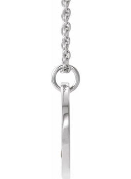 14K White Gold .03 CT Natural Diamond Pierced Cross Disc 16-18