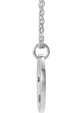 14K White Gold .03 CT Natural Diamond Pierced Cross Disc 16-18