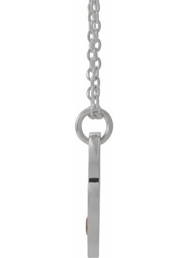 14K White Gold .03 CT Natural Diamond Pierced Cross Disc 16-18