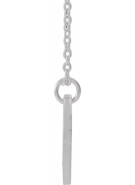 14K White Gold .03 CT Natural Diamond Pierced Cross Disc 16-18