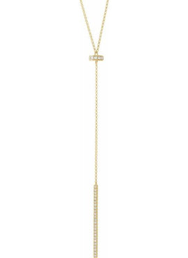 14K Yellow Gold 1/4 CTW Natural Diamond Bar 15-17