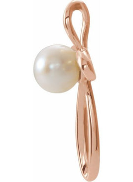 14K White Gold Cultured White Freshwater Pearl Cross Pendant