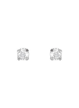 14K White Gold 2 mm Imitation White Cubic Zirconia Inverness® Piercing Stud Earrings
