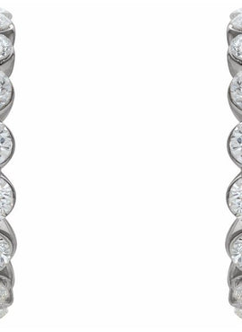 14K White Gold 1 3/8 CTW Natural Diamond 16.5 mm Hoop Earrings
