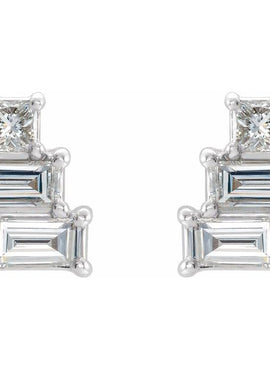 14K Yellow Gold 1/4 CTW Natural Diamond Geometric Cluster Earrings