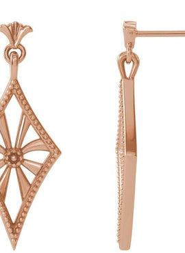 14K White Gold Vintage-Inspired Dangle Earrings