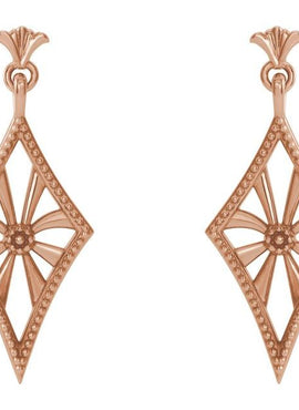 14K White Gold Vintage-Inspired Dangle Earrings
