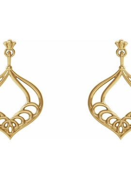 14K White Gold Vintage-Inspired Dangle Earrings