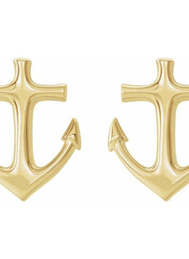 14K Rose Gold Anchor Earrings