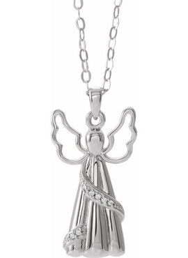 10K White Gold .03 CTW Natural Diamond Angel Ash Holder Pendant