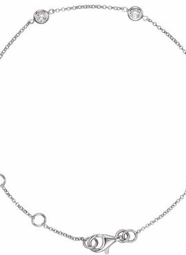 14K White Gold 1/4 CTW Natural Diamond Bezel-Set 5-Station 5 1/2-7