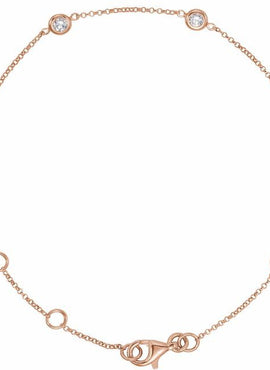 14K White Gold 1/4 CTW Natural Diamond Bezel-Set 5-Station 5 1/2-7