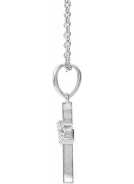 14K White Gold .06 CTW Natural Diamond Cluster Cross Pendant