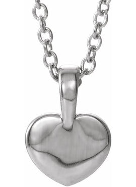 14K White Gold .01 CT Natural Diamond Youth Heart Pendant