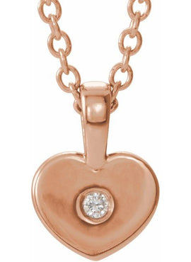 14K White Gold .01 CT Natural Diamond Youth Heart Pendant
