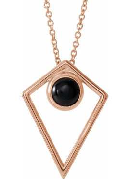 14K White Gold Natural Turquoise Cabochon Pyramid 16-18