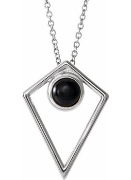 14K White Gold Natural Turquoise Cabochon Pyramid 16-18