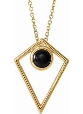 14K White Gold Natural Turquoise Cabochon Pyramid 16-18