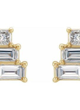 14K Yellow Gold 1/4 CTW Natural Diamond Geometric Cluster Earrings