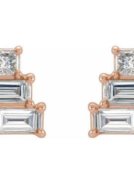 14K Yellow Gold 1/4 CTW Natural Diamond Geometric Cluster Earrings