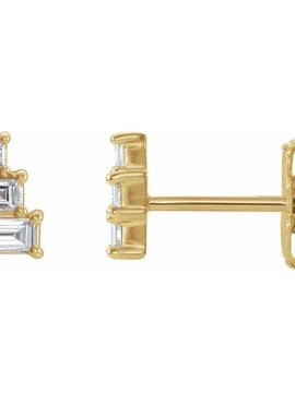 14K Yellow Gold 1/4 CTW Natural Diamond Geometric Cluster Earrings