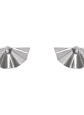 14K White Gold Geometric Earrings