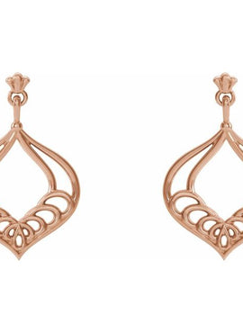 14K White Gold Vintage-Inspired Dangle Earrings