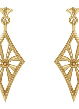 14K White Gold Vintage-Inspired Dangle Earrings