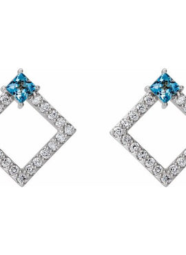 14K White Gold Natural Amethyst & 1/3 CTW Natural Diamond Earrings