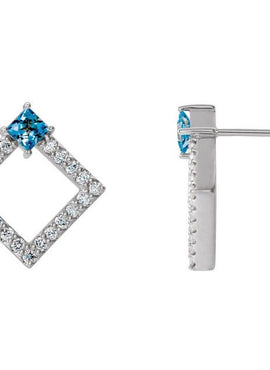 14K White Gold Natural Amethyst & 1/3 CTW Natural Diamond Earrings