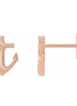 14K Rose Gold Anchor Earrings