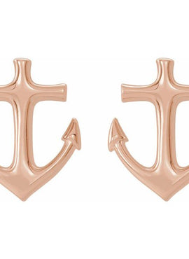 14K Rose Gold Anchor Earrings